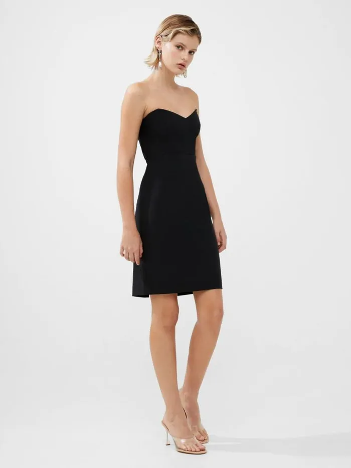 French Connection Echo Crepe Mini Dress Blackout Women Dresses