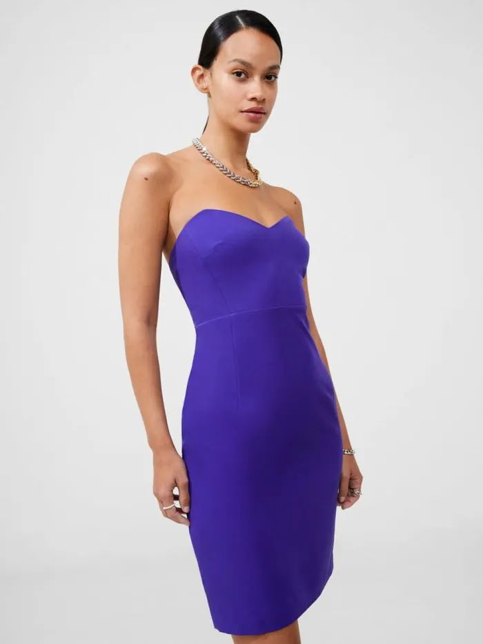 French Connection Echo Crepe Mini Dress Cobalt Violet Women Dresses