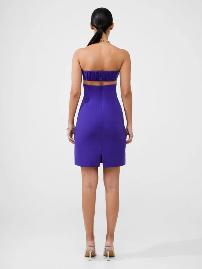 French Connection Echo Crepe Mini Dress Cobalt Violet Women Dresses