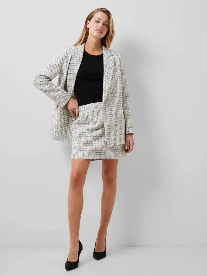 French Connection Effie Boucle Mini Skirt Classic Creamblacko Women Skirts