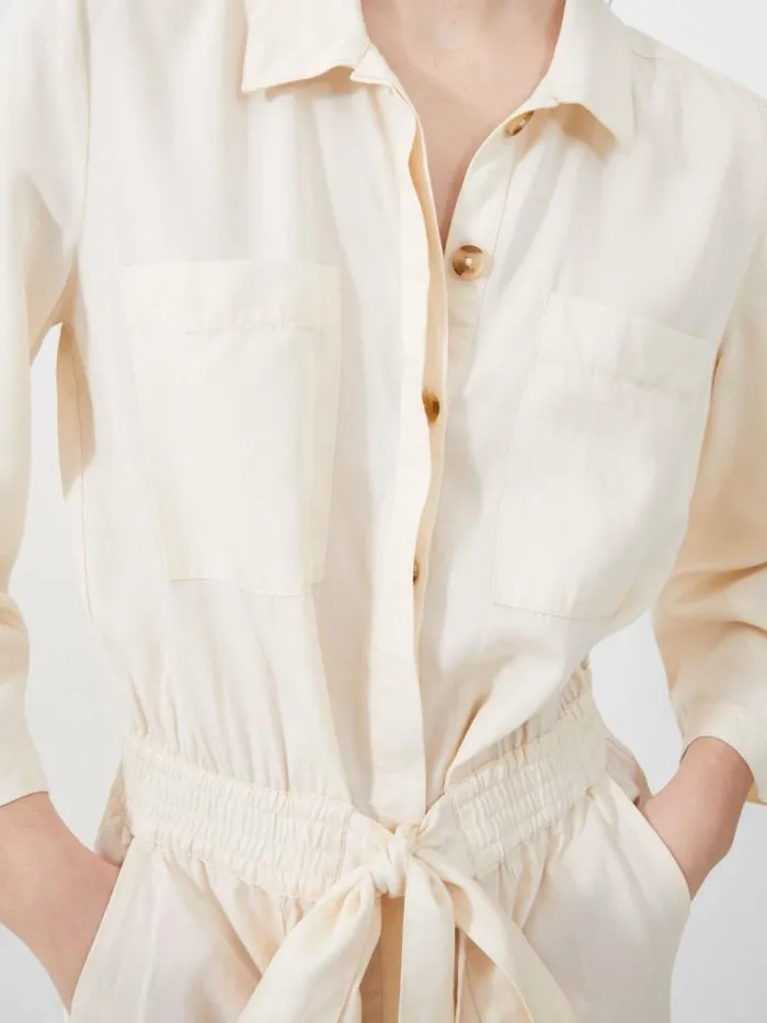 French Connection Elkie Twill Jumpsuit Classic Cream Women Jumpsuits and Playsuits