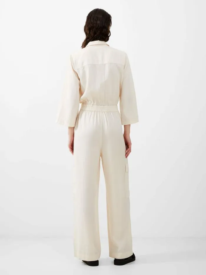 French Connection Elkie Twill Jumpsuit Classic Cream Women Jumpsuits and Playsuits
