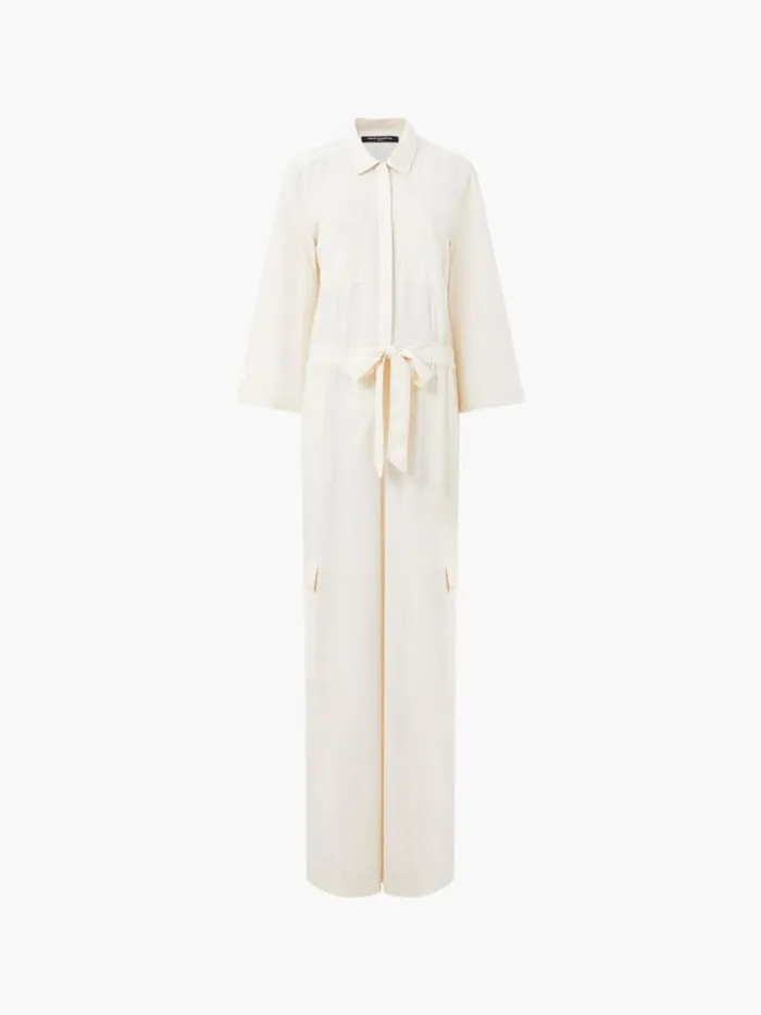 French Connection Elkie Twill Jumpsuit Classic Cream Women Jumpsuits and Playsuits