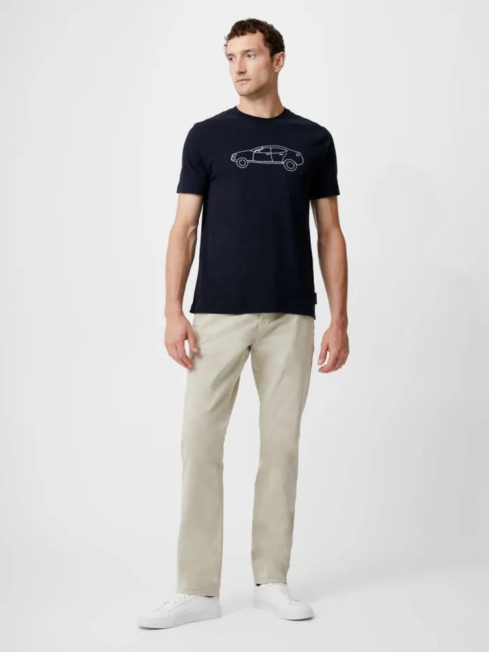 French Connection Embroidered Sports Car Graphic TShirt Marine Men TShirts and Polo Shirts