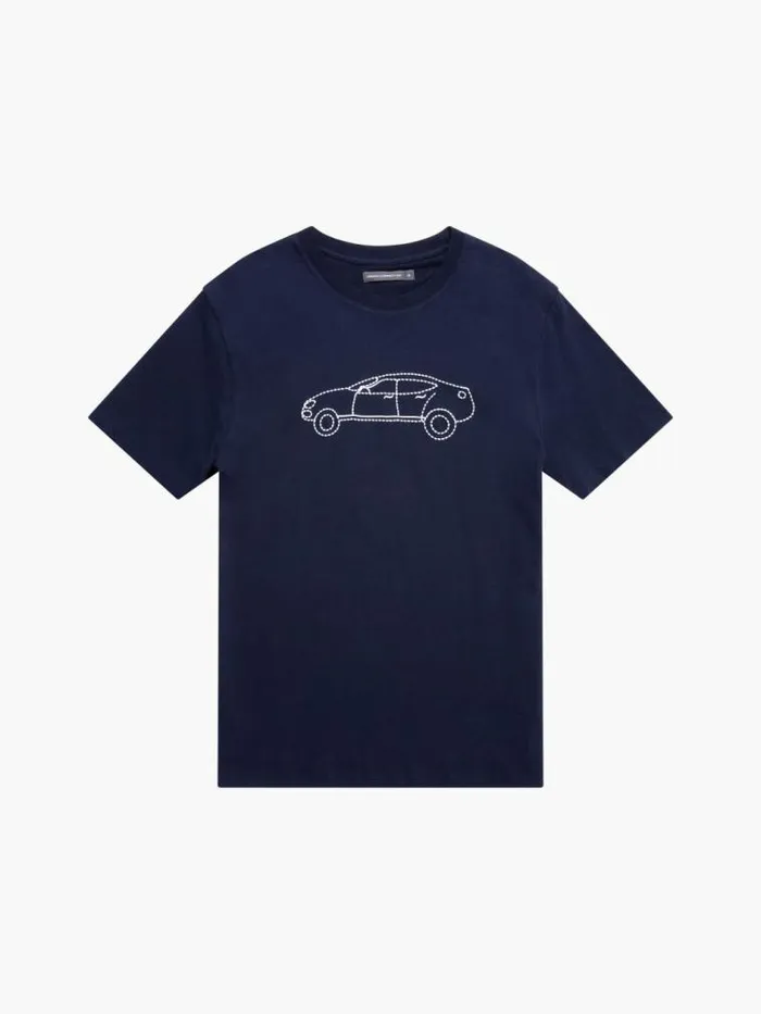 French Connection Embroidered Sports Car Graphic TShirt Marine Men TShirts and Polo Shirts