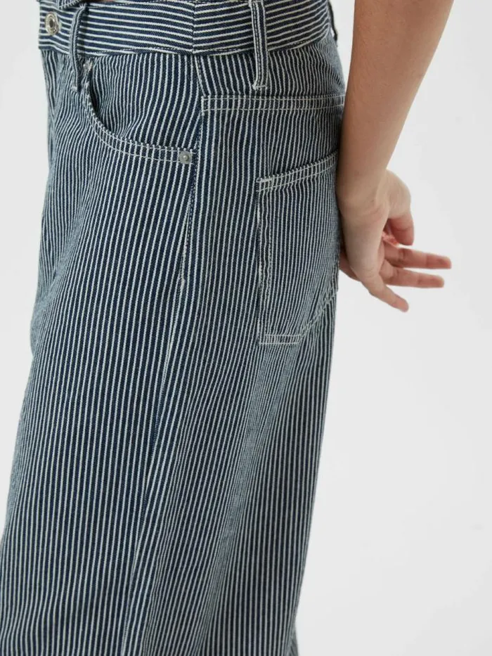 French Connection Everett Stripe Denim Wide Fit Jeans Indigowhite Denim Women Trousers