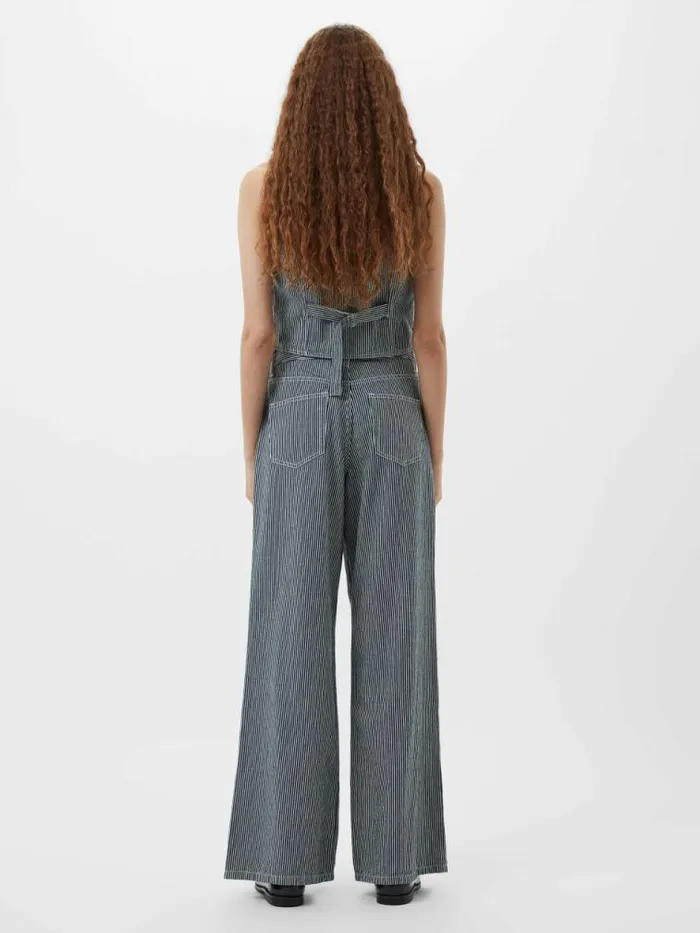 French Connection Everett Stripe Denim Wide Fit Jeans Indigowhite Denim Women Trousers