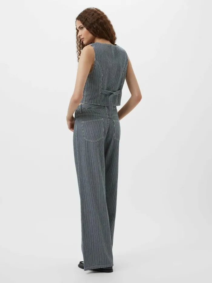 French Connection Everett Stripe Denim Wide Fit Jeans Indigowhite Denim Women Trousers