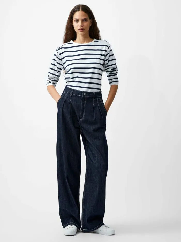 French Connection Finley Denim Wide Leg Jeans 32 Inch Clean Indigo Women Trousers French Connection Finley Denim Wide Leg Jeans 32 Inch Clean Indigo Women Trousers