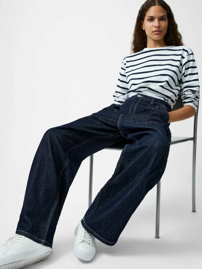 French Connection Finley Denim Wide Leg Jeans 32 Inch Clean Indigo Women Trousers