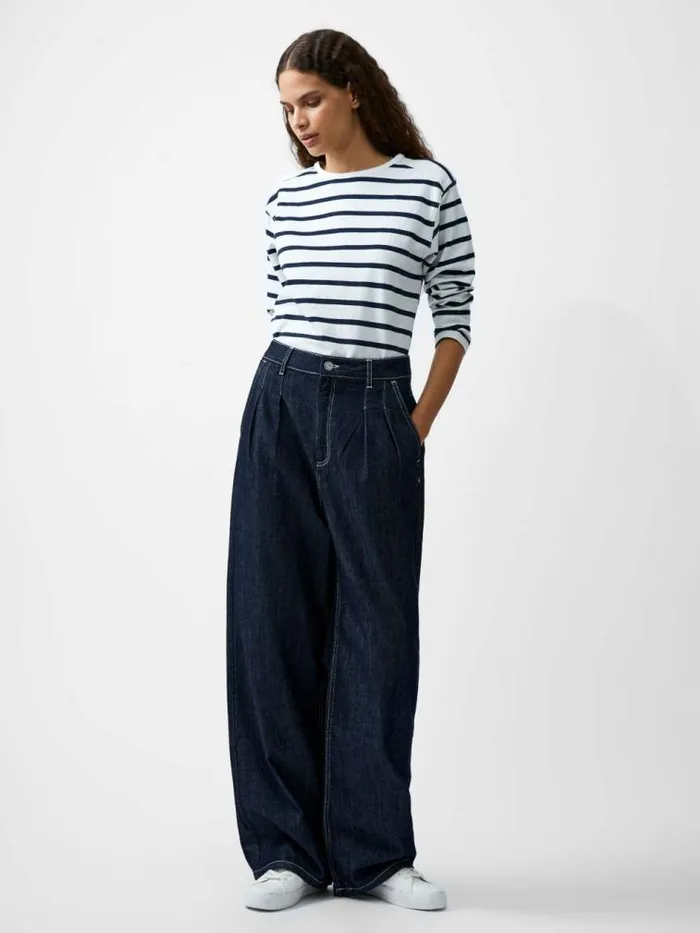 French Connection Finley Denim Wide Leg Jeans 32 Inch Clean Indigo Women Trousers