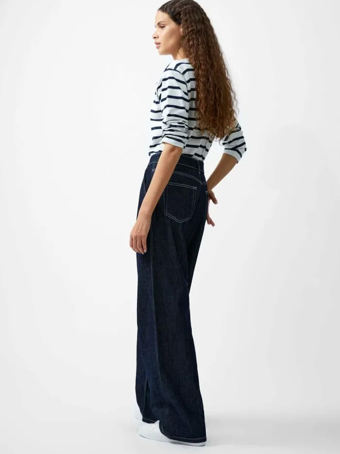 French Connection Finley Denim Wide Leg Jeans 32 Inch Clean Indigo Women Trousers