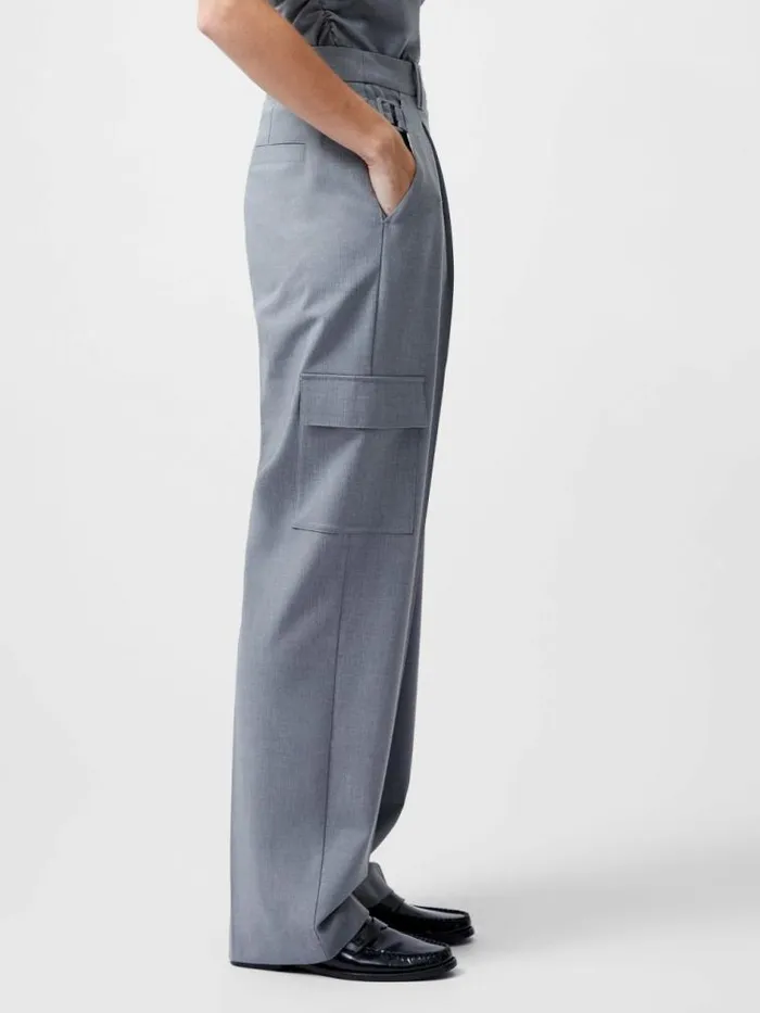 French Connection Franklin Barrel Leg Cargo Trousers Grey Women Trousers