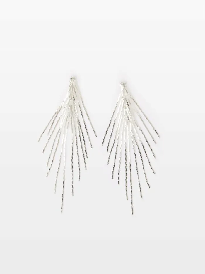 French Connection Fringe Stud Earrings Silver Women Jewellery