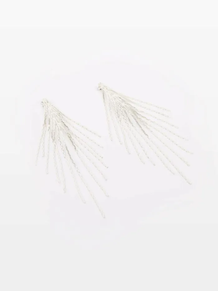 French Connection Fringe Stud Earrings Silver Women Jewellery