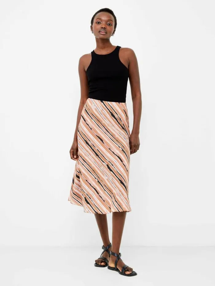 French Connection Gaia Flavia Textured Skirt Mocha Mousse Women Skirts