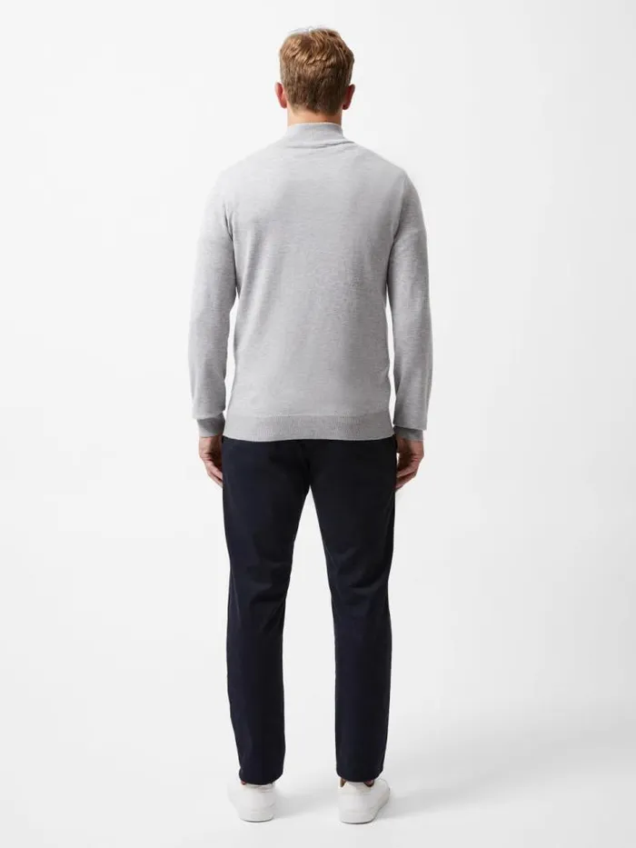 French Connection Half Zip Knitted Jumper Heather Grey Mel Men Knitwear