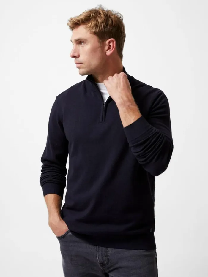 French Connection Half Zip Knitted Jumper Navy Men Knitwear