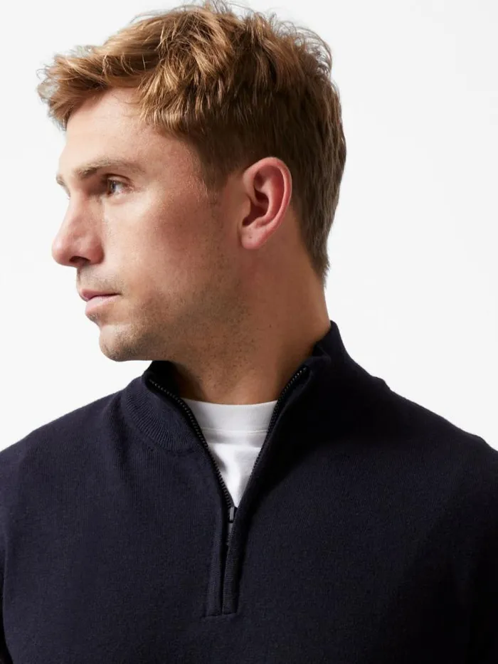 French Connection Half Zip Knitted Jumper Navy Men Knitwear