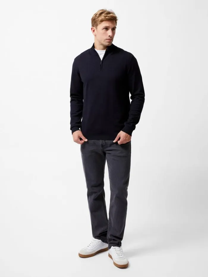 French Connection Half Zip Knitted Jumper Navy Men Knitwear