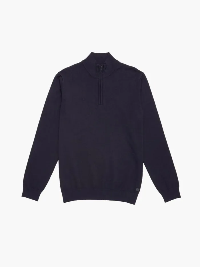 French Connection Half Zip Knitted Jumper Navy Men Knitwear