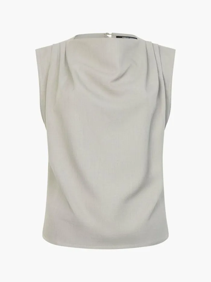 French Connection Imola Ruched Sleeveless Top Green Smoke Women Tops
