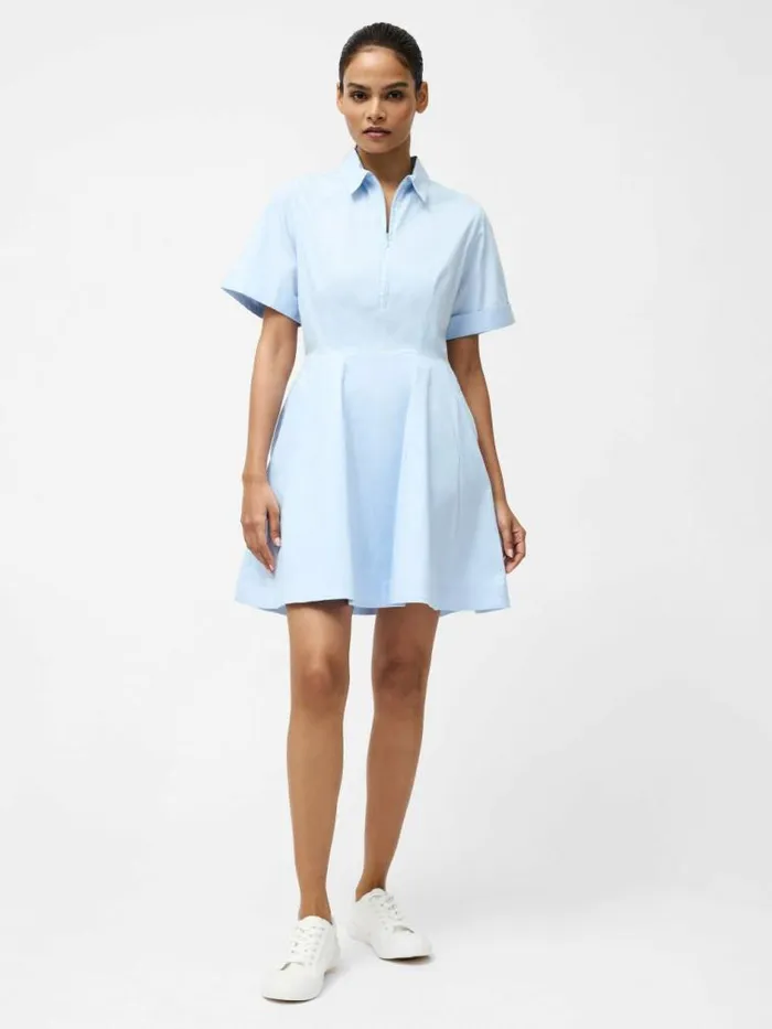 French Connection Isabelle Poplin Mini Shirt Dress Sky Blue Women Dresses