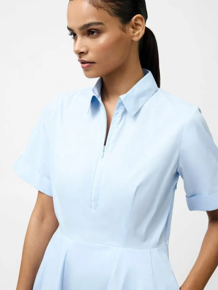 French Connection Isabelle Poplin Mini Shirt Dress Sky Blue Women Dresses