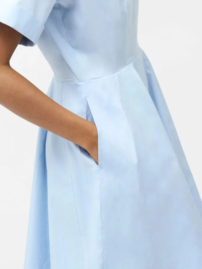 French Connection Isabelle Poplin Mini Shirt Dress Sky Blue Women Dresses