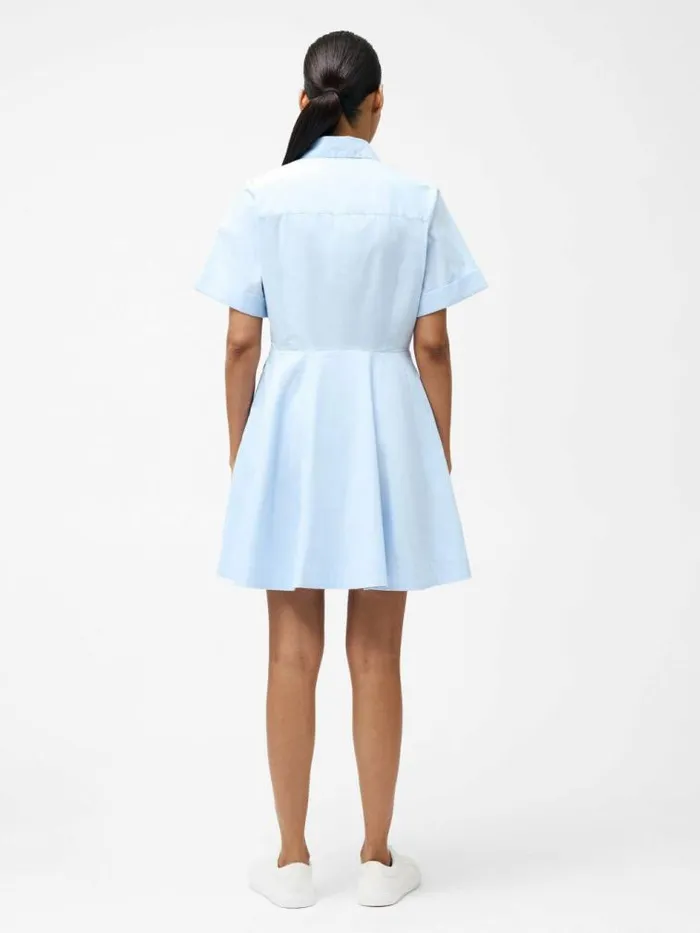 French Connection Isabelle Poplin Mini Shirt Dress Sky Blue Women Dresses