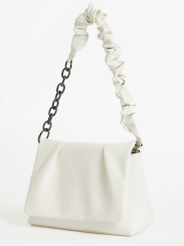 French Connection Jeenaa X Rouched Shoulder Bag White Women Bags and Purses