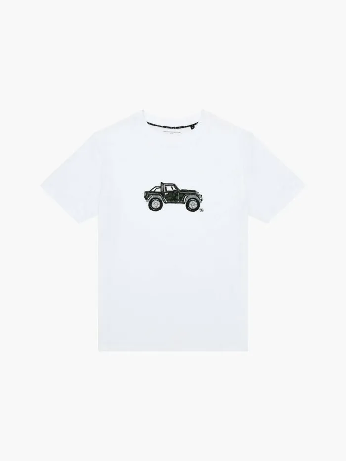 French Connection Jeep Organic Short Sleeve Graphic TShirt White Men TShirts and Polo Shirts