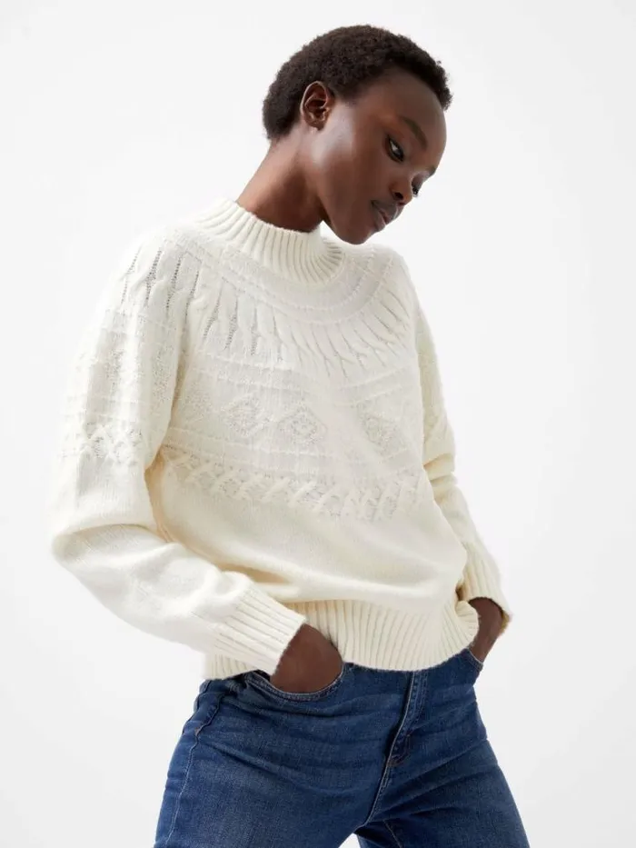 French Connection Kessey High Neck Jumper Porcelain Cream Women Jumpers and Cardigans French Connection Kessey High Neck Jumper Porcelain Cream Women Jumpers and Cardigans