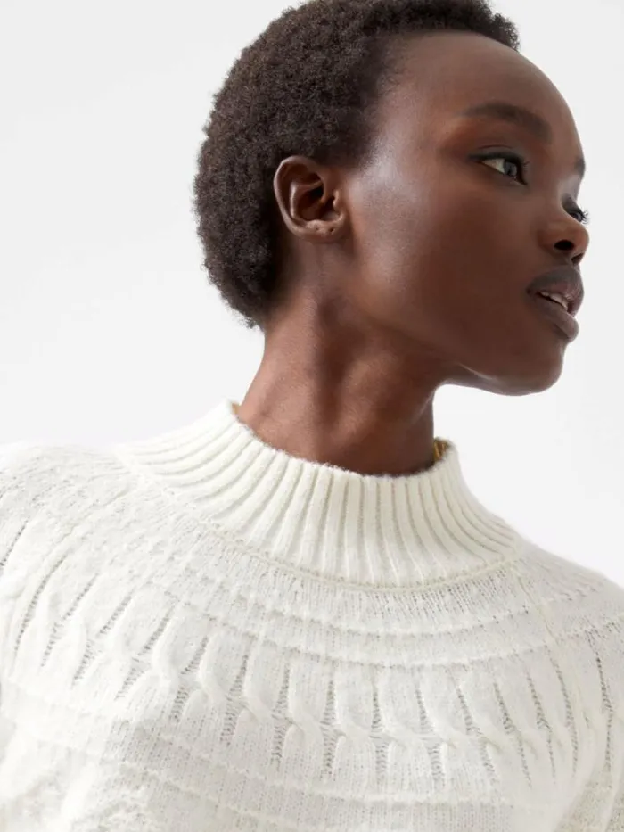 French Connection Kessey High Neck Jumper Porcelain Cream Women Jumpers and Cardigans