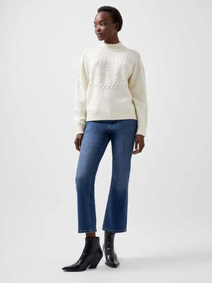French Connection Kessey High Neck Jumper Porcelain Cream Women Jumpers and Cardigans