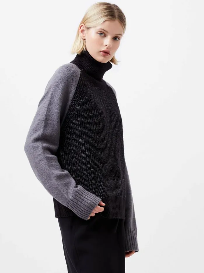 French Connection Kessy High Neck Knit Jumper Charcoalwarm Graphi Women Jumpers and Cardigans