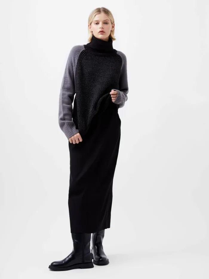French Connection Kessy High Neck Knit Jumper Charcoalwarm Graphi Women Jumpers and Cardigans