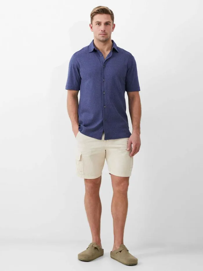 French Connection Ladder Texture Jersey Shirt Navy Men Shirts