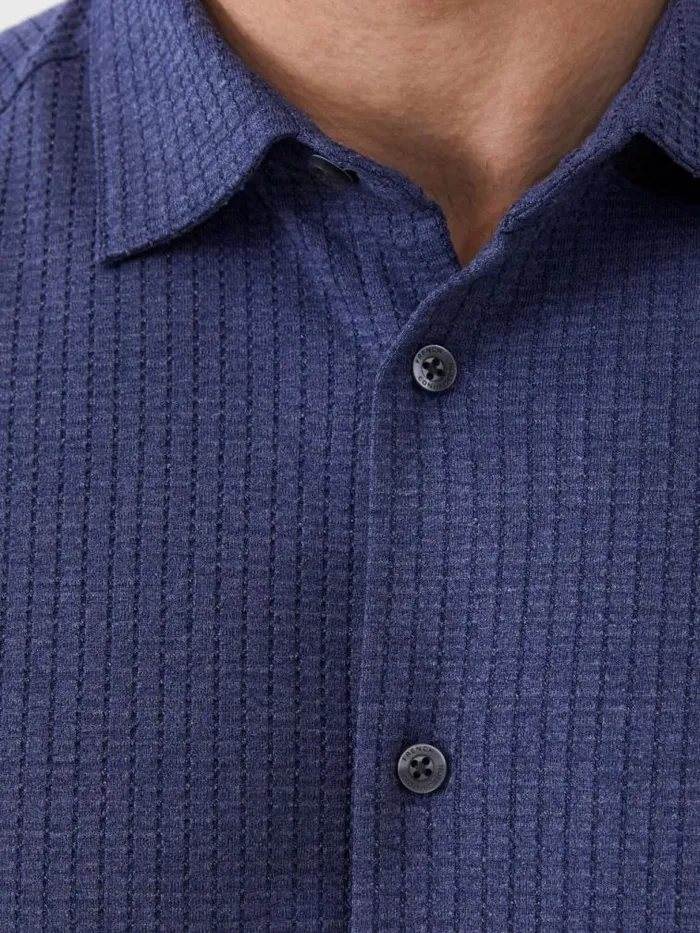 French Connection Ladder Texture Jersey Shirt Navy Men Shirts