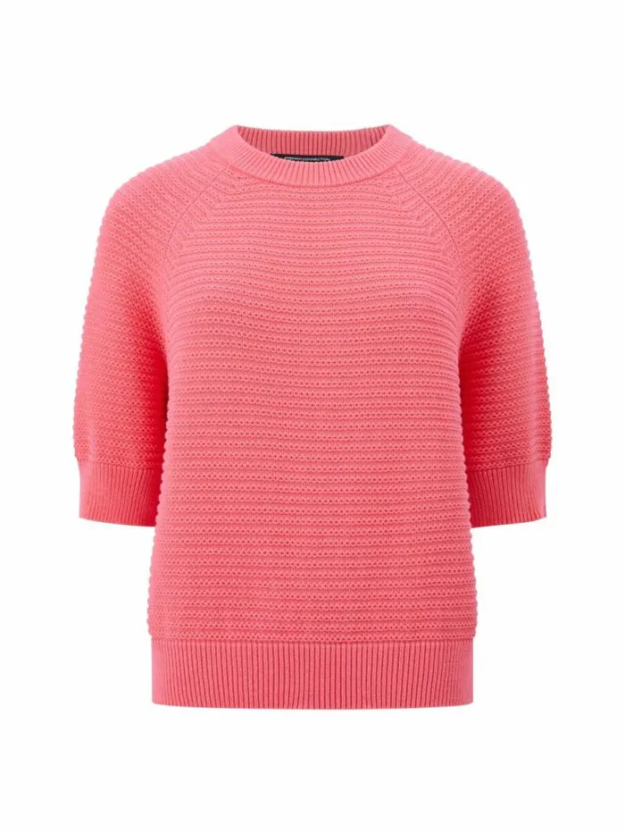 French Connection Lily Crew Neck Short Sleeve Jumper Raspberry Pink Women Jumpers and Cardigans