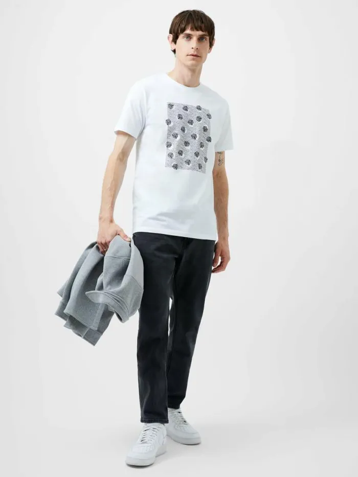 French Connection Mini Dice Organic Graphic TShirt White Men TShirts and Polo Shirts