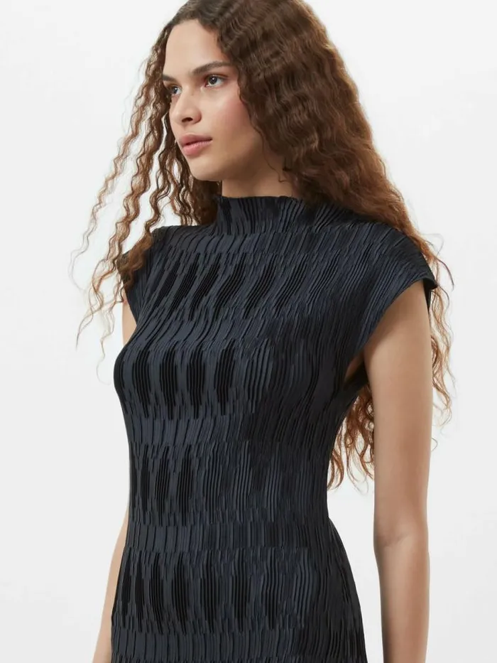 French Connection Moira Pleated Dress Navy Women Dresses