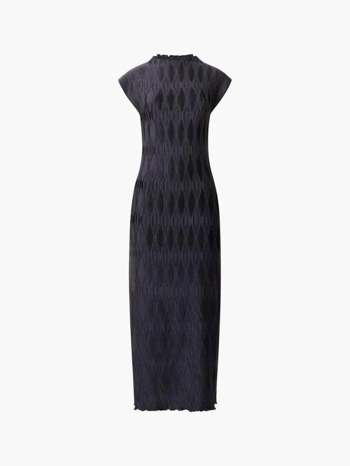 French Connection Moira Pleated Dress Navy Women Dresses
