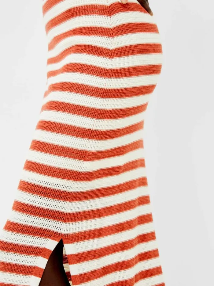 French Connection Nesta Stripe Midi Skirt Rosewoodcream Women Skirts