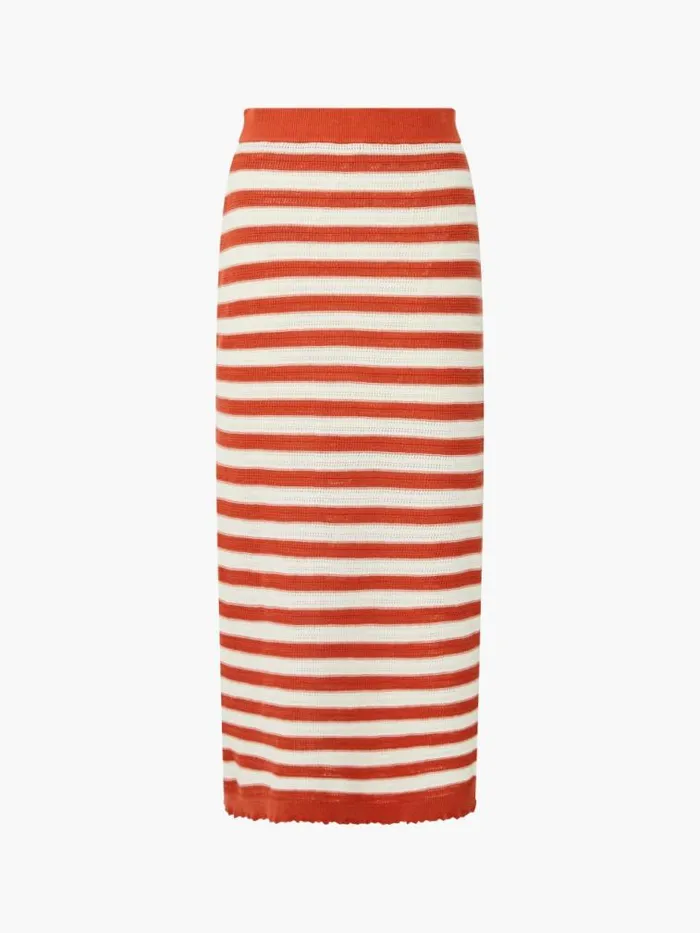 French Connection Nesta Stripe Midi Skirt Rosewoodcream Women Skirts