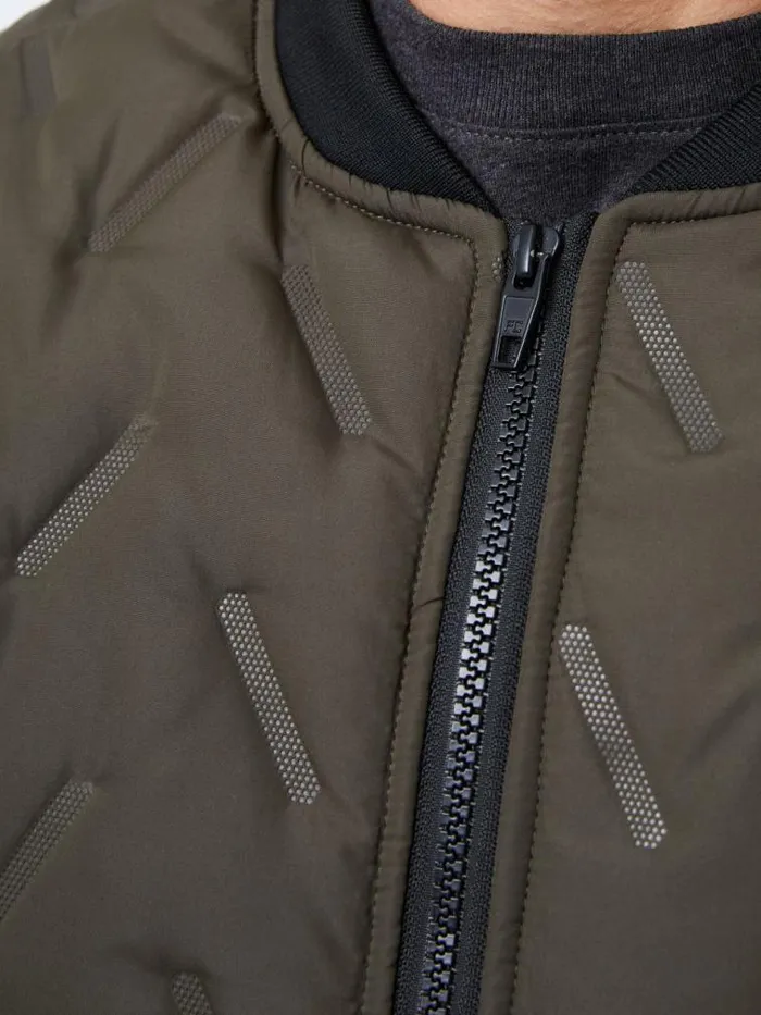 French Connection Puffer Bomber Jacket Olive Men Coats and Jackets