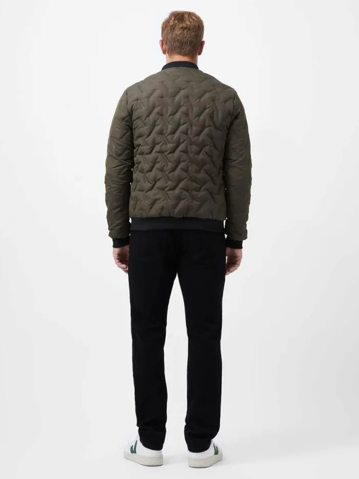 French Connection Puffer Bomber Jacket Olive Men Coats and Jackets