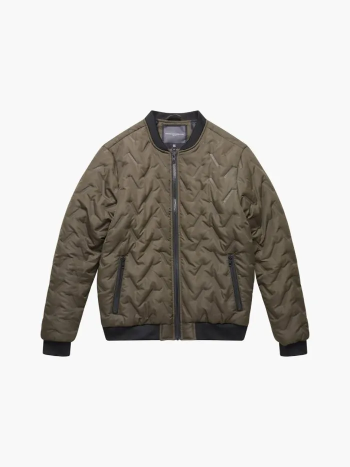 French Connection Puffer Bomber Jacket Olive Men Coats and Jackets