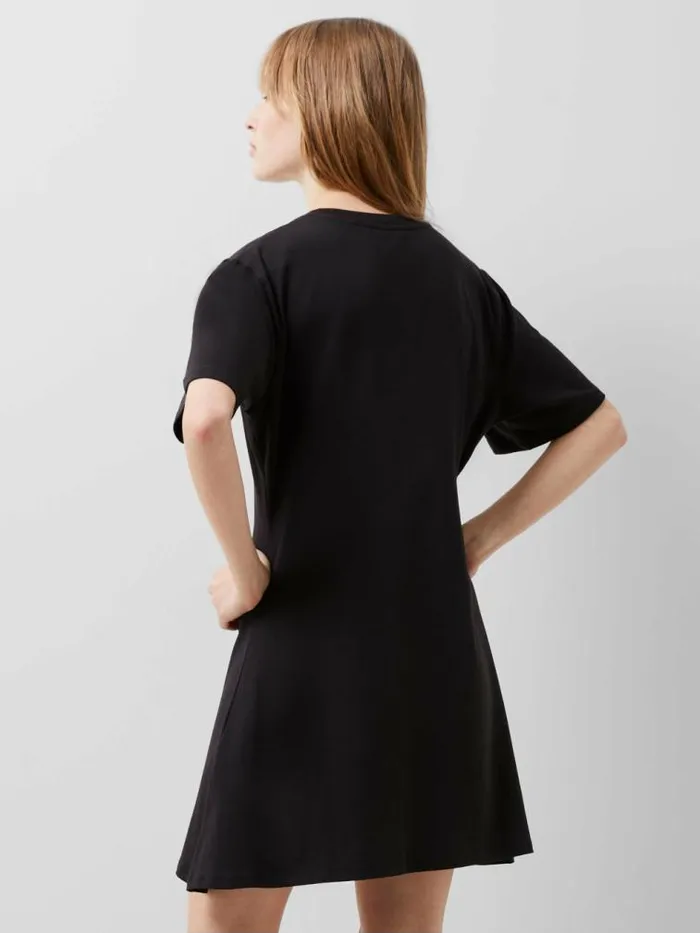 French Connection Rallie Cotton Box Pleat TShirt Mini Dress Blackout Women Dresses