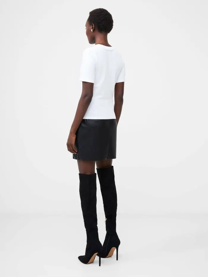 French Connection Rallie Cotton Crew Neck TShirt Linen White Women Tops